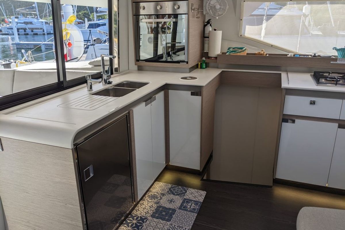 Galley of Free To Be, a Fountaine Pajot Elba 45 catamaran at Road Town, British Virgin Islands