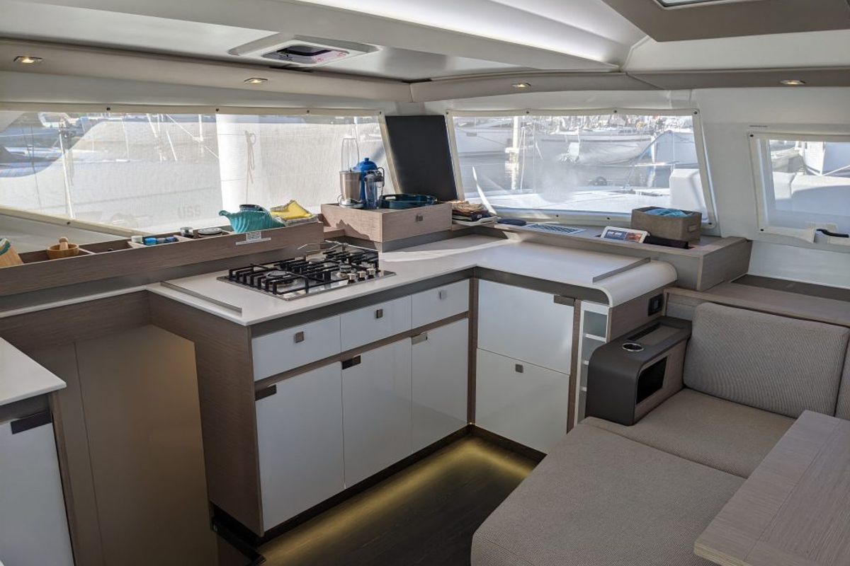 Galley of Free To Be, a Fountaine Pajot Elba 45 catamaran at Road Town, British Virgin Islands