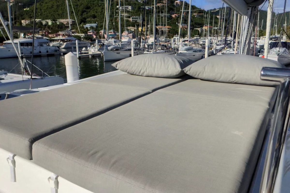 Deck of Free To Be, a Fountaine Pajot Elba 45 catamaran at Road Town, British Virgin Islands