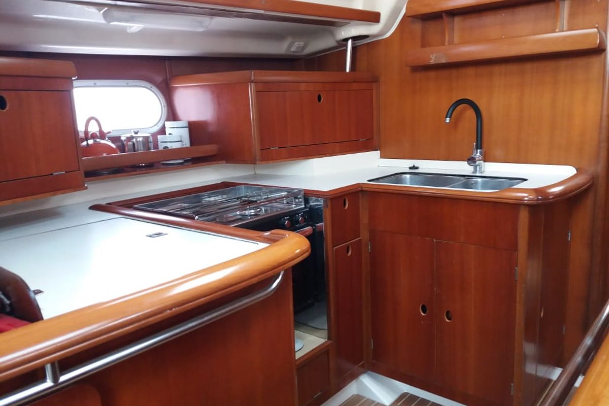 Galley of Fetard, a Dufour Gib Sea 51 sailboat at Municipal Unit of Lefkada, Greece