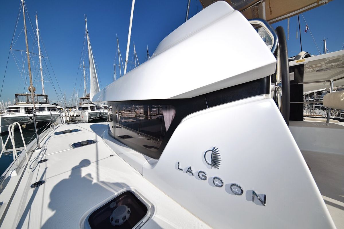 Exterior view of Cuzamen, a Lagoon 42 catamaran at Općina Sukošan, Croatia
