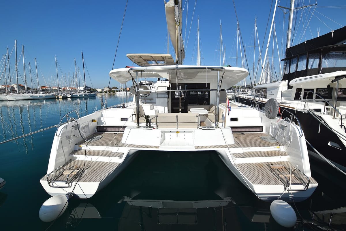 Exterior view of Cuzamen, a Lagoon 42 catamaran at Općina Sukošan, Croatia