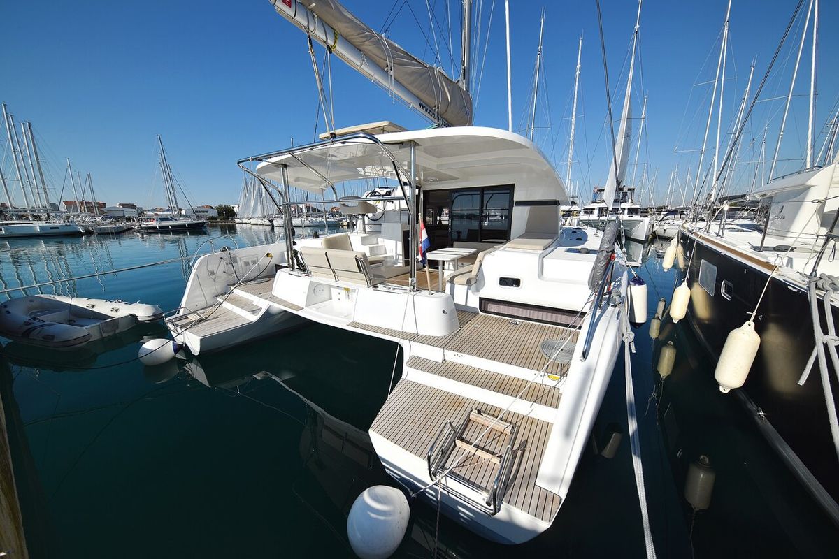 Exterior view of Cuzamen, a Lagoon 42 catamaran at Općina Sukošan, Croatia