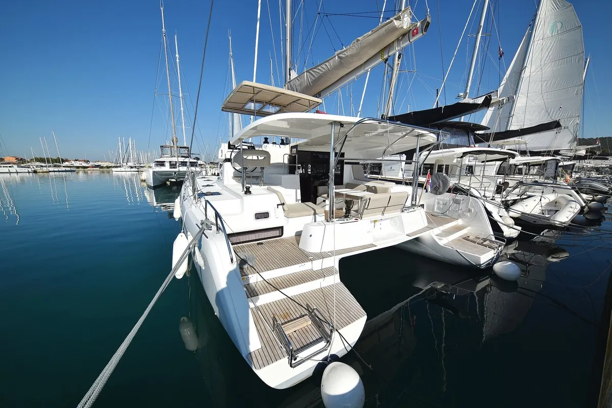 Exterior view of Cuzamen, a Lagoon 42 catamaran at Općina Sukošan, Croatia