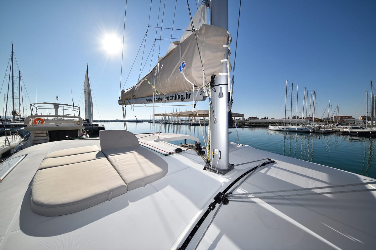 Deck of Cuzamen, a Lagoon 42 catamaran at Općina Sukošan, Croatia