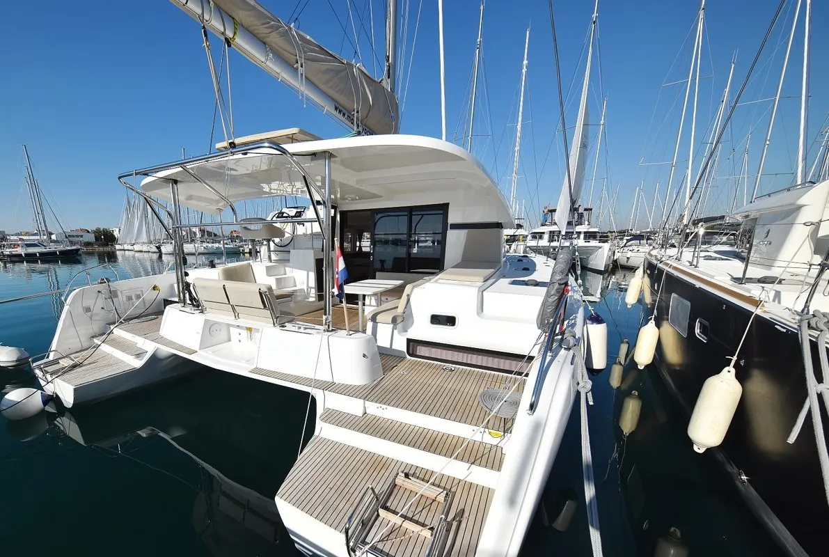 Exterior view of Cuzamen, a Lagoon 42 catamaran at Općina Sukošan, Croatia