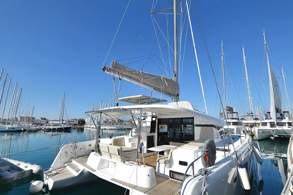 Exterior view of Cuzamen, a Lagoon 42 catamaran at Općina Sukošan, Croatia