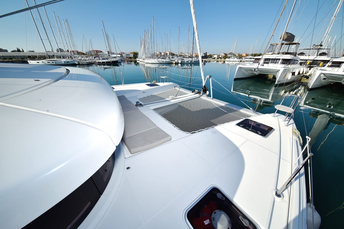 Deck of Cuzamen, a Lagoon 42 catamaran at Općina Sukošan, Croatia