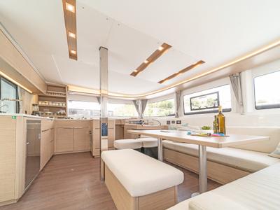 Salon of First Care, a Lagoon 46 catamaran at Skradin, Croatia