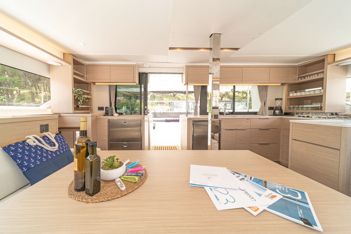 Galley of First Care, a Lagoon 46 catamaran at Skradin, Croatia