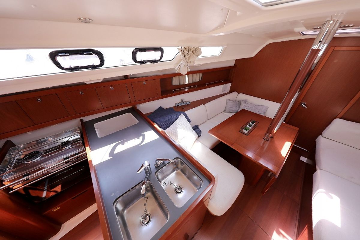 Galley of Caprice, a Beneteau Oceanis 34 sailboat at Grad Vodice, Croatia