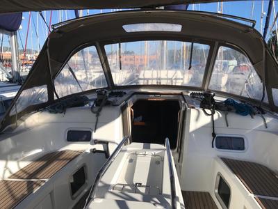 Cockpit of Alboran Bourbon (Las Galletas), a Jeanneau Sun Odyssey 519 sailboat at Elephant Butte Estates, United States