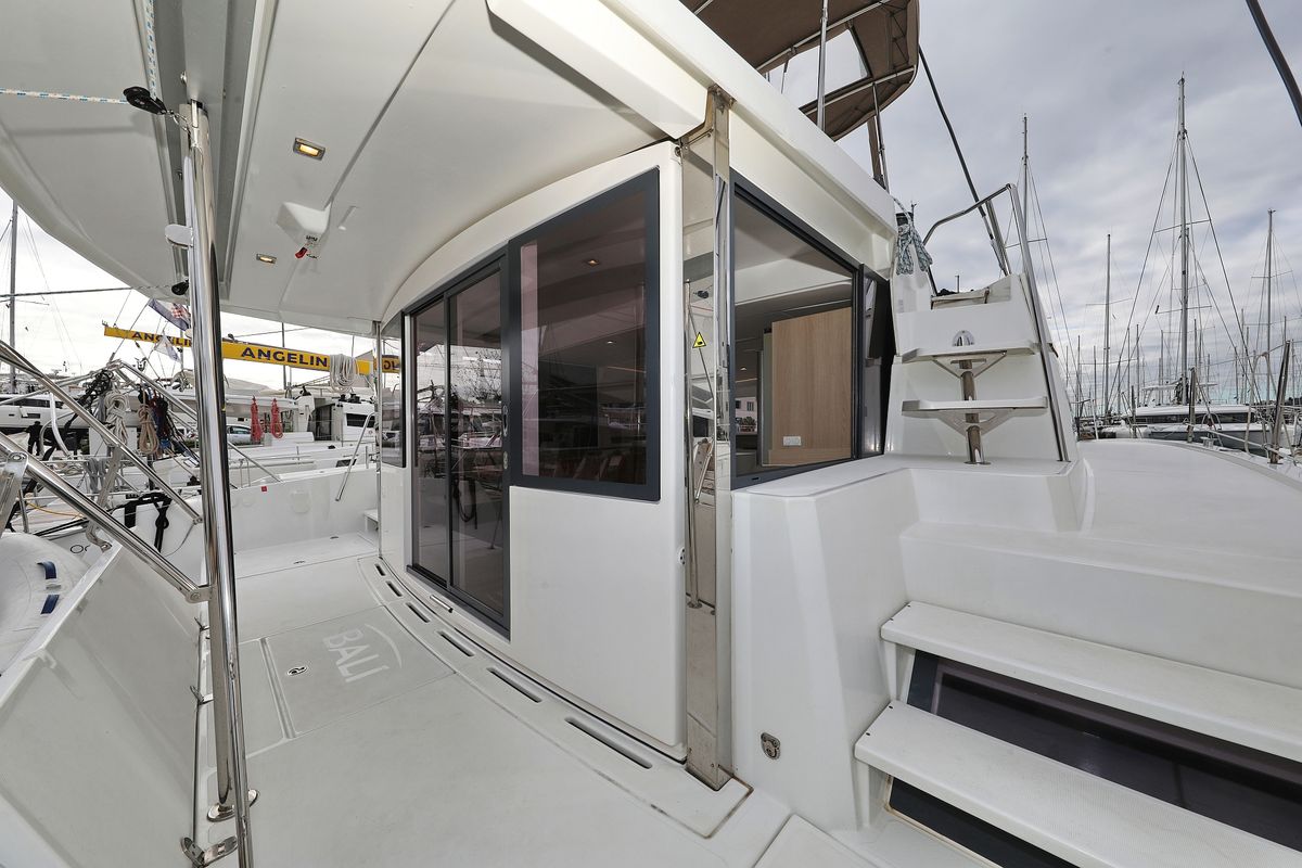 Deck of Tisia, a Bali 4.3 catamaran at Grad Trogir, Croatia