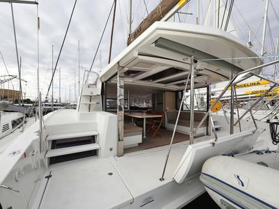 Deck of Tisia, a Bali 4.3 catamaran at Grad Trogir, Croatia