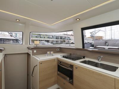 Galley of Tisia, a Bali 4.3 catamaran at Grad Trogir, Croatia