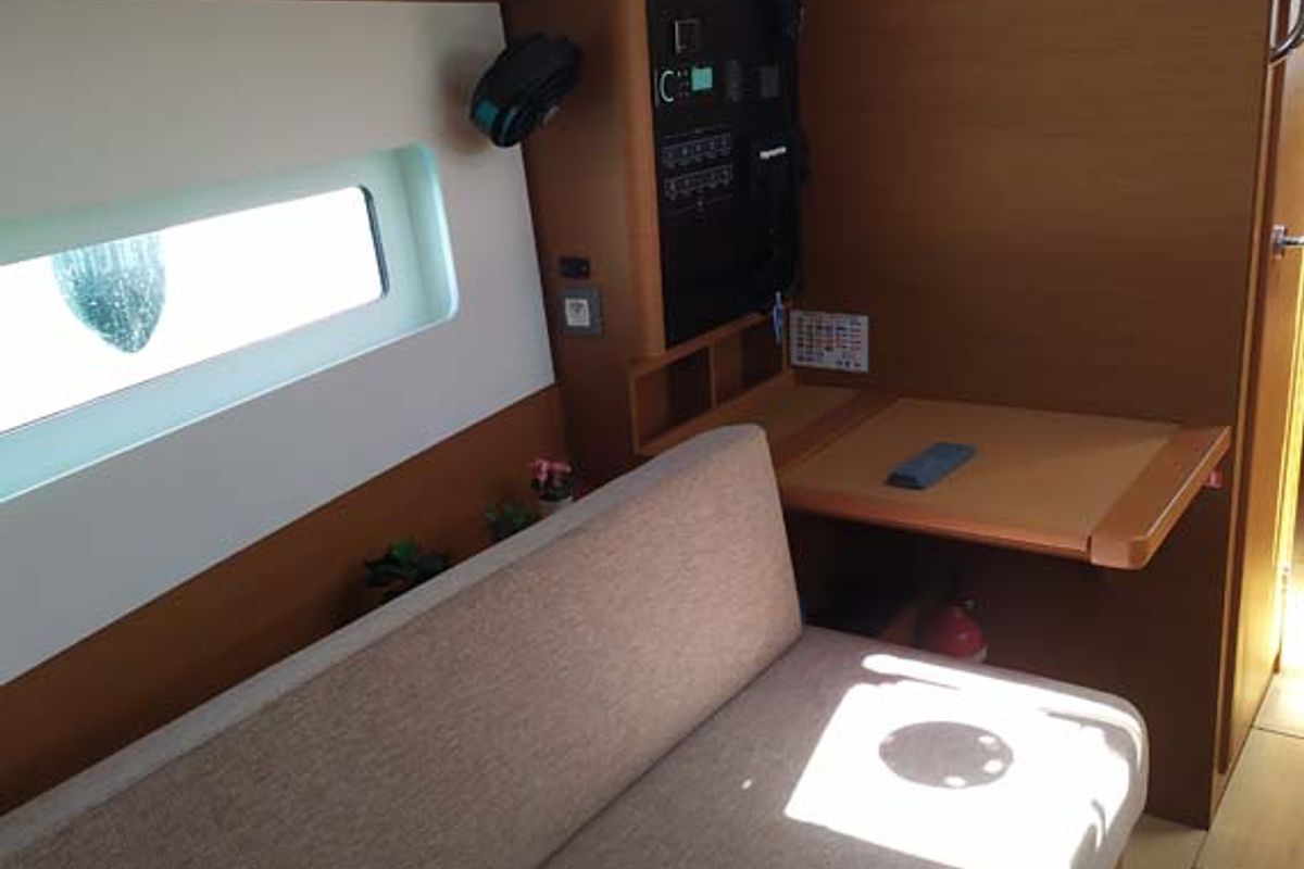 Salon of Bright Elli, a Jeanneau Sun Odyssey 380 sailboat at Grad Trogir, Croatia