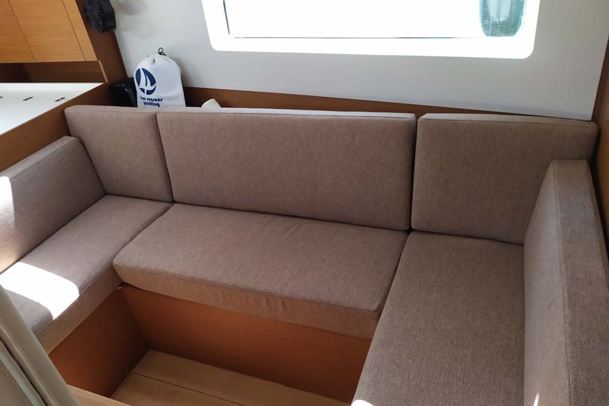Salon of Bright Elli, a Jeanneau Sun Odyssey 380 sailboat at Grad Trogir, Croatia