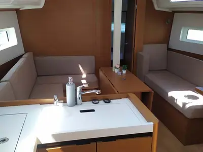 Salon of Bright Elli, a Jeanneau Sun Odyssey 380 sailboat at Grad Trogir, Croatia