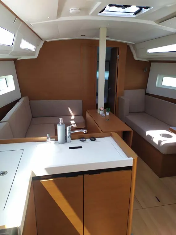 Salon of Bright Elli, a Jeanneau Sun Odyssey 380 sailboat at Grad Trogir, Croatia