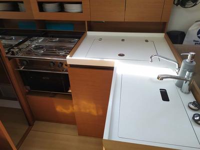 Galley of Bright Elli, a Jeanneau Sun Odyssey 380 sailboat at Grad Trogir, Croatia