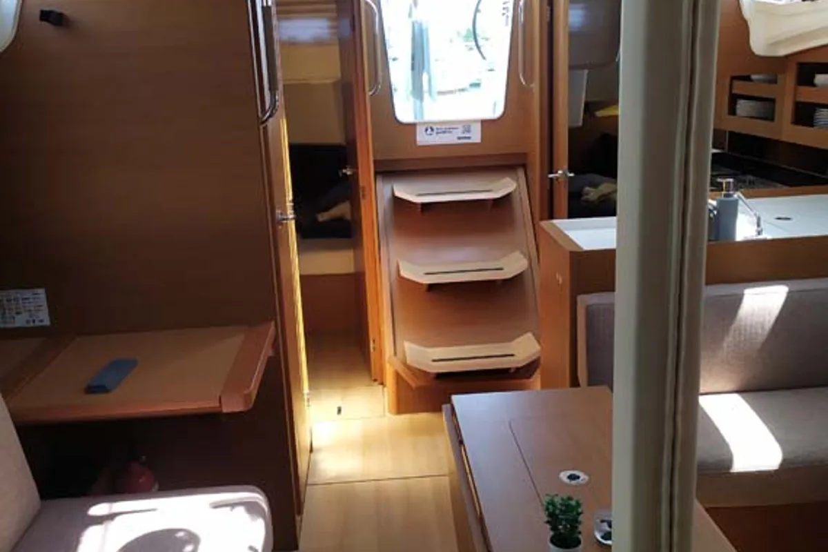 Salon of Bright Elli, a Jeanneau Sun Odyssey 380 sailboat at Grad Trogir, Croatia