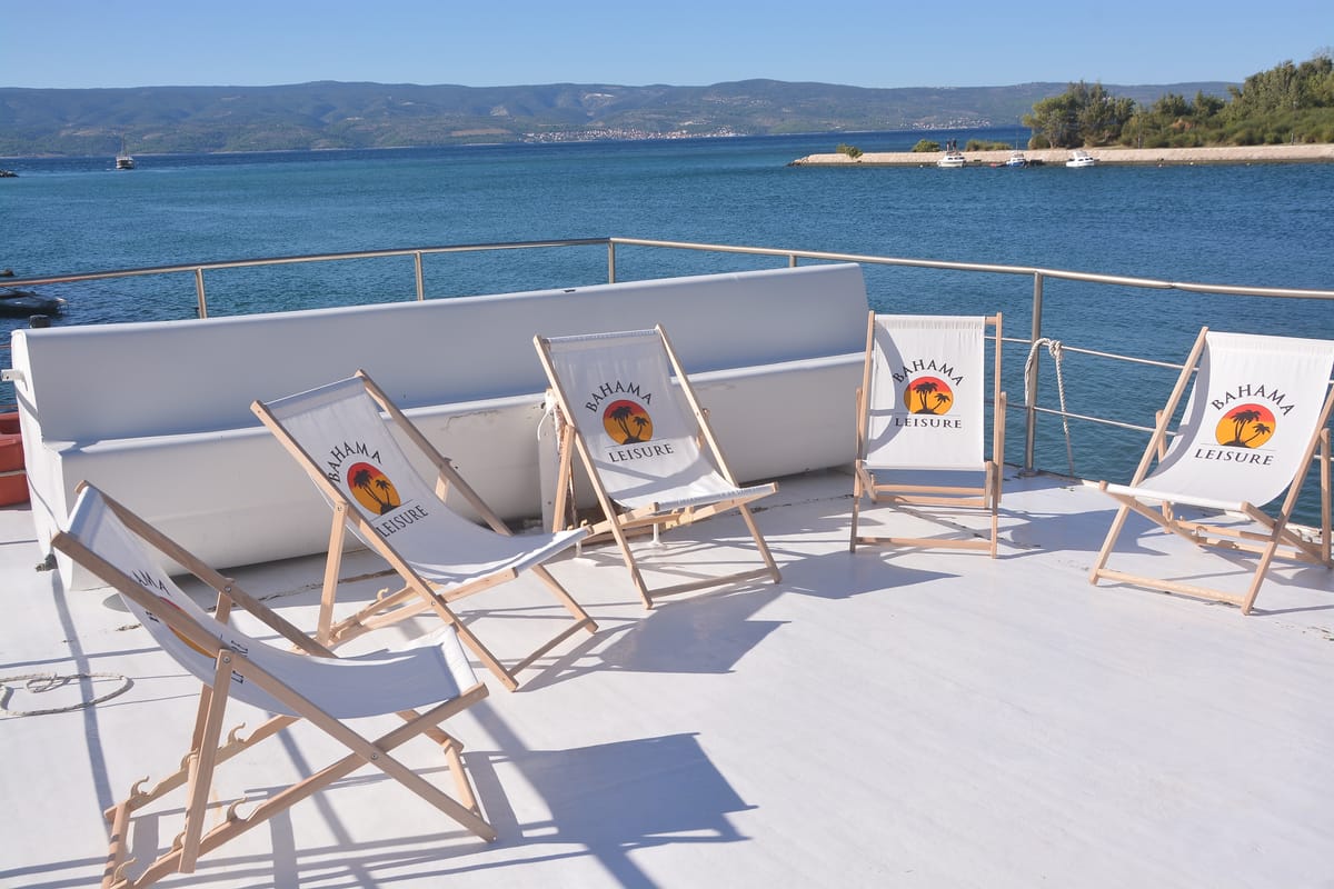 Deck of Primorac, a Gulet Gulet gulet at Grad Omiš, Croatia