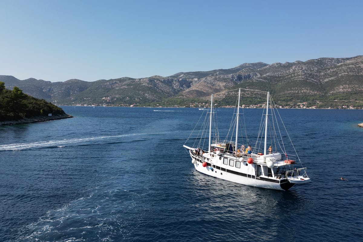 Exterior view of Primorac, a Gulet Gulet gulet at Grad Omiš, Croatia