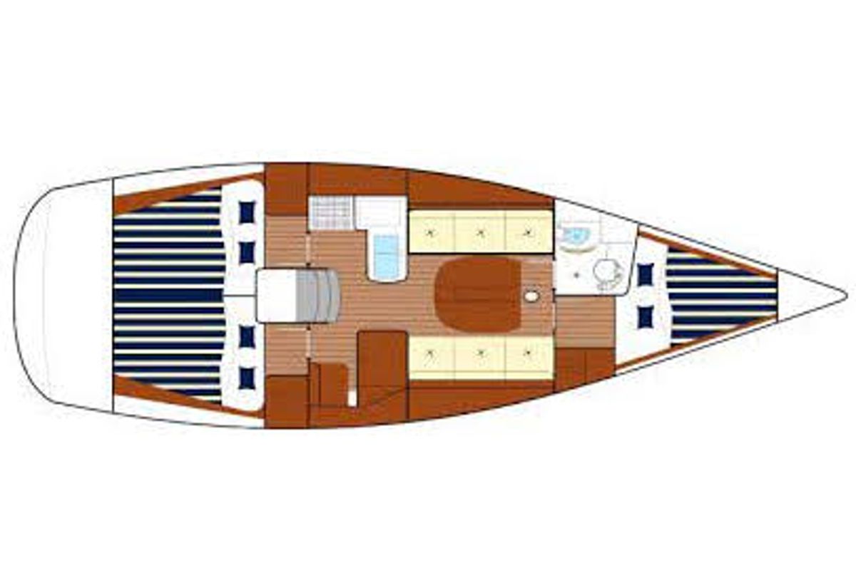 Floor plan of Roko, a Beneteau First 36.7 sailboat at Primošten, Croatia
