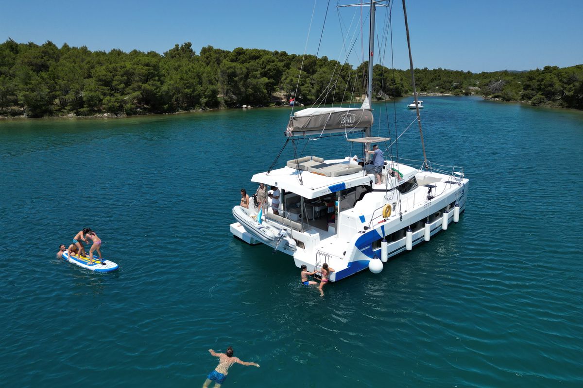Exterior view of My5ive, a Bali Catspace catamaran at Seget Donji, Croatia