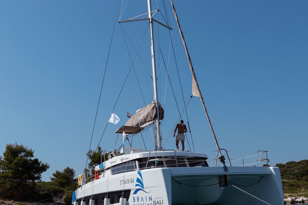 Exterior view of My5ive, a Bali Catspace catamaran at Seget Donji, Croatia