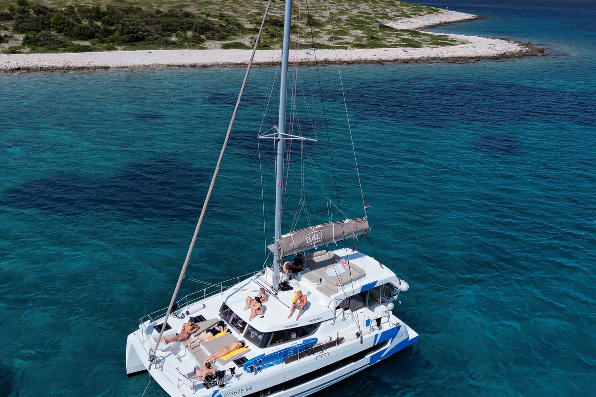 Exterior view of My5ive, a Bali Catspace catamaran at Seget Donji, Croatia