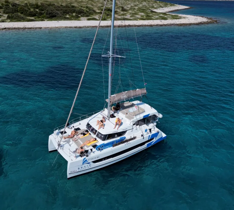 Exterior view of My5ive, a Bali Catspace catamaran at Seget Donji, Croatia