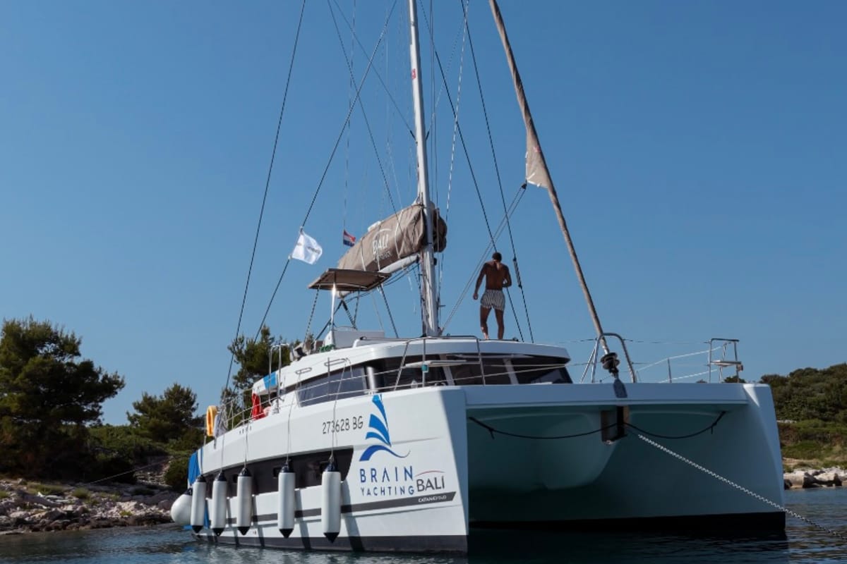 Exterior view of My5ive, a Bali Catspace catamaran at Seget Donji, Croatia