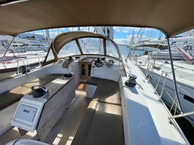 Cockpit of Prince Nikolaos, a Bavaria Cruiser 51 sailboat at Municipal Unit of Lefkada, Greece