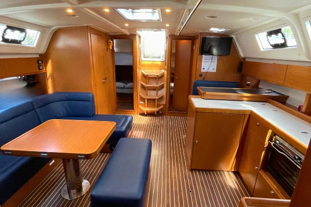 Salon of Prince Nikolaos, a Bavaria Cruiser 51 sailboat at Municipal Unit of Lefkada, Greece