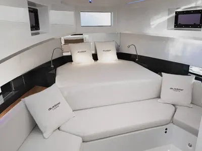 Cabin on Beluga, a De Antonio Yachts De Antonio D36 motorboat at Ibiza, Spain