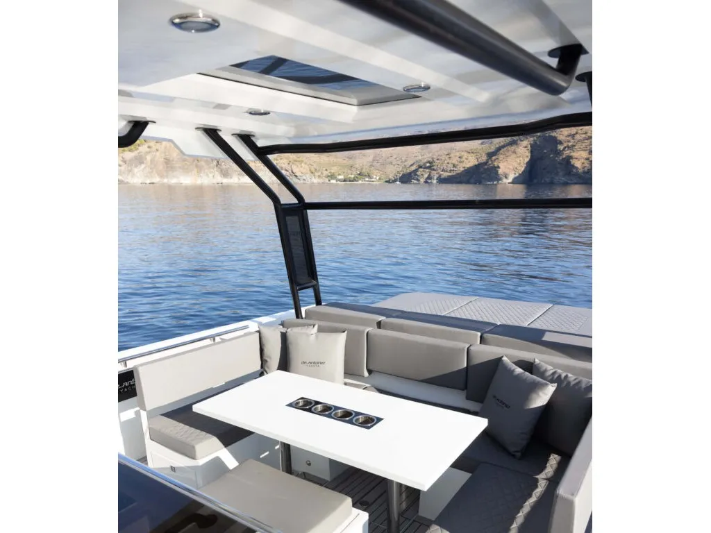 Deck of Beluga, a De Antonio Yachts De Antonio D36 motorboat at Ibiza, Spain