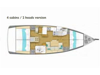 Floor plan of SALVA, a Jeanneau Sun Odyssey 440 sailboat at Grad Šibenik, Croatia