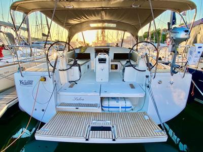 Deck of SALVA, a Jeanneau Sun Odyssey 440 sailboat at Grad Šibenik, Croatia