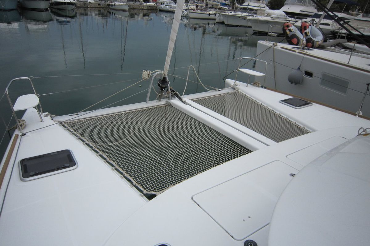 Deck of ThunderCat, a Lagoon 380 catamaran at Lavreotiki Municipal Unit, Greece