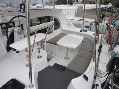 Cockpit of ThunderCat, a Lagoon 380 catamaran at Lavreotiki Municipal Unit, Greece