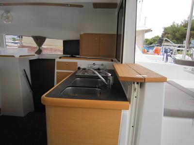 Galley of ThunderCat, a Lagoon 380 catamaran at Lavreotiki Municipal Unit, Greece