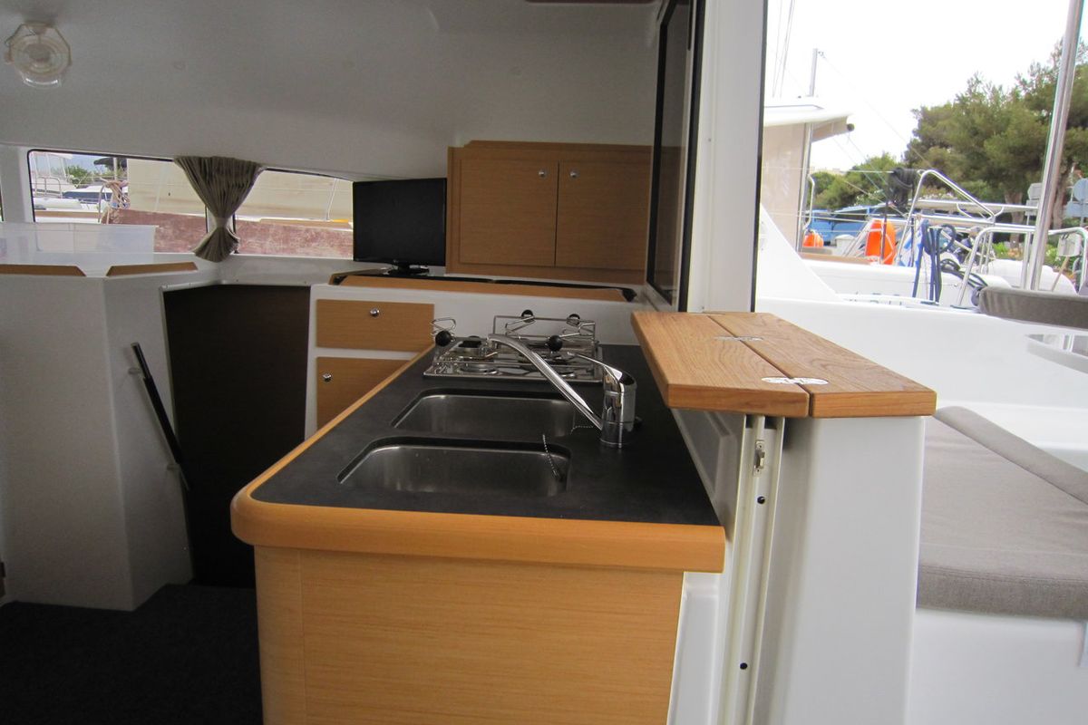 Galley of ThunderCat, a Lagoon 380 catamaran at Lavreotiki Municipal Unit, Greece