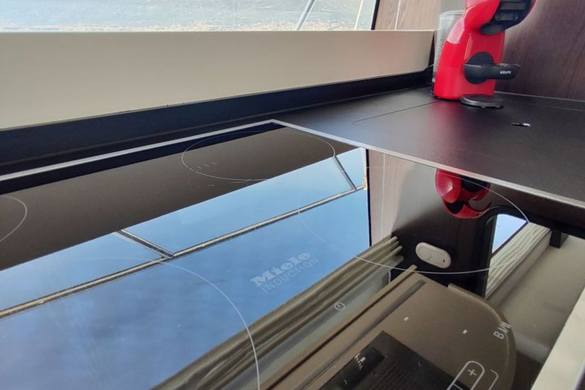 Galley of Be Happy, a Azimut 55 Fly yacht at Grad Kaštela, Croatia