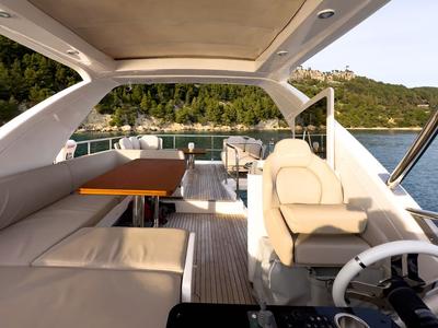 Cockpit of Be Happy, a Azimut 55 Fly yacht at Grad Kaštela, Croatia
