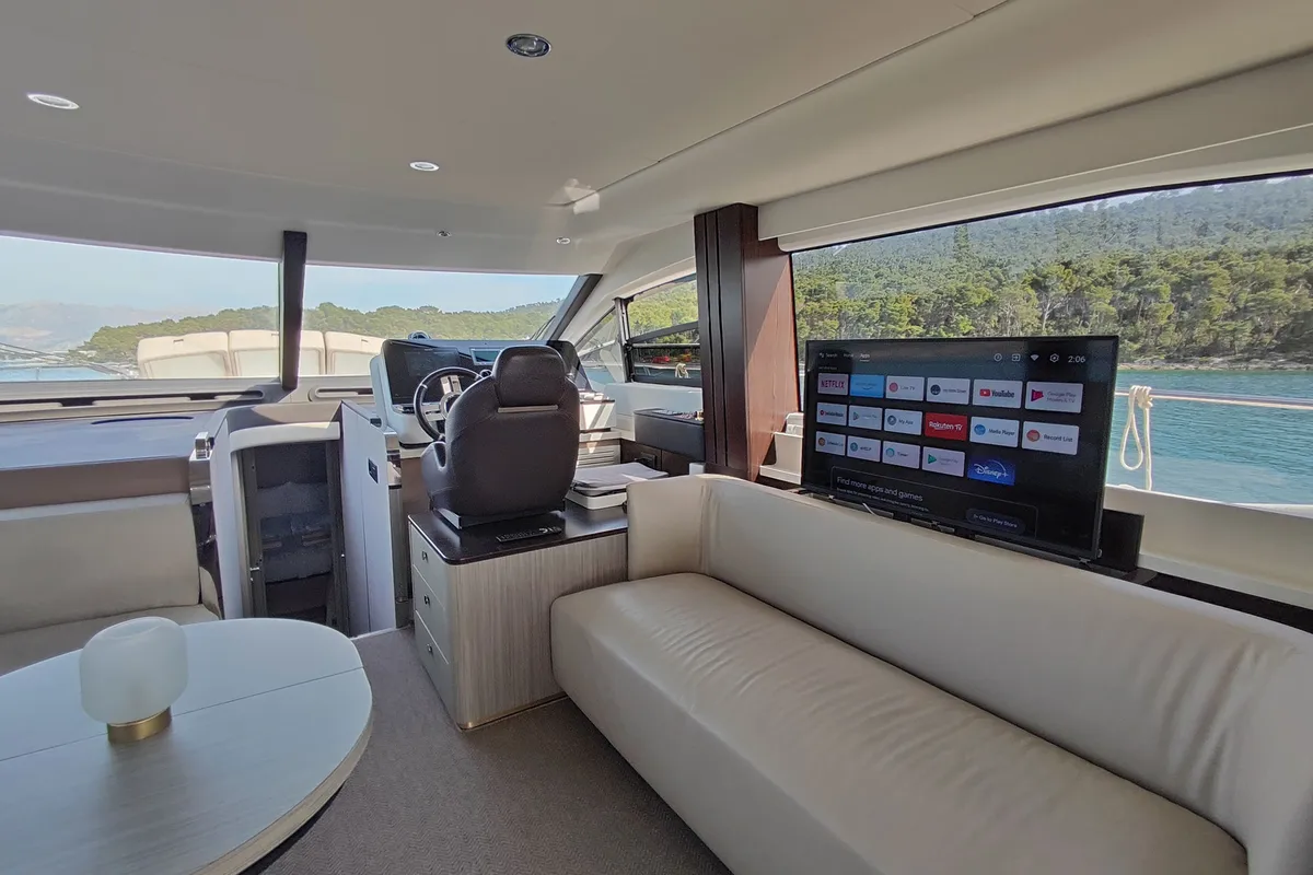 Cockpit of Be Happy, a Azimut 55 Fly yacht at Grad Kaštela, Croatia