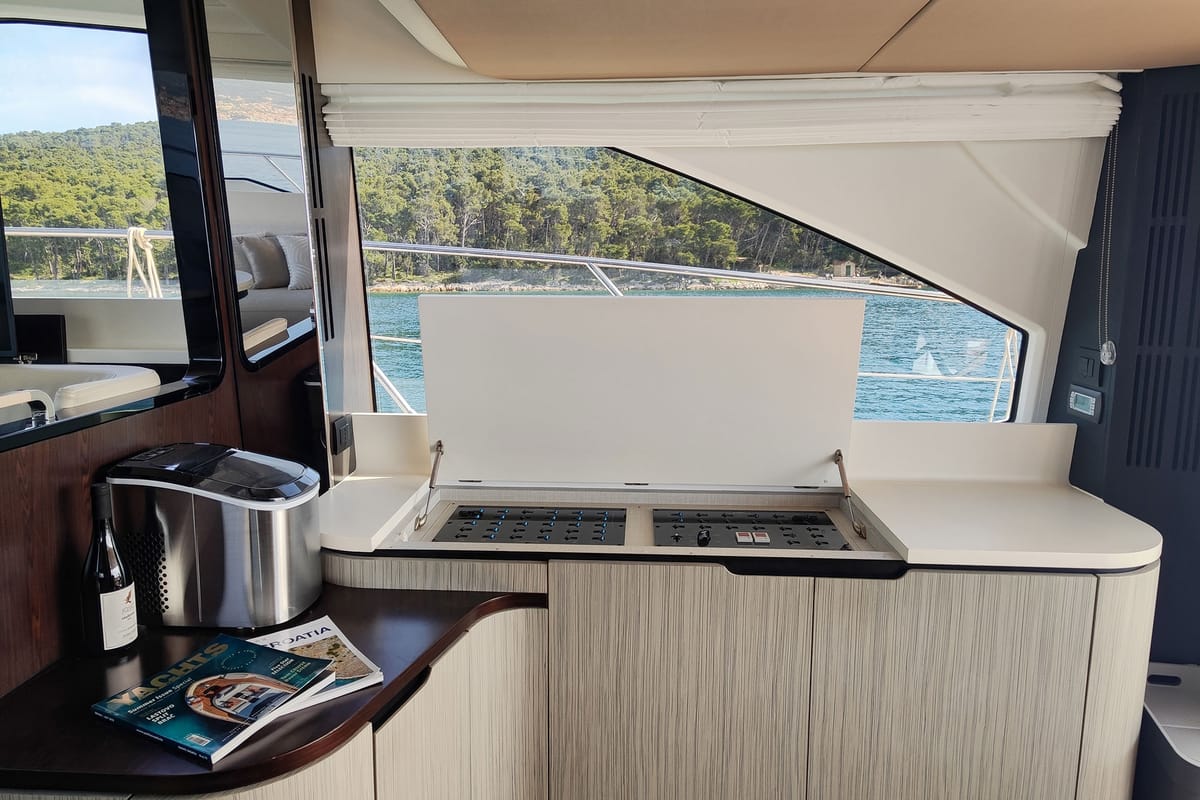 Galley of Be Happy, a Azimut 55 Fly yacht at Grad Kaštela, Croatia
