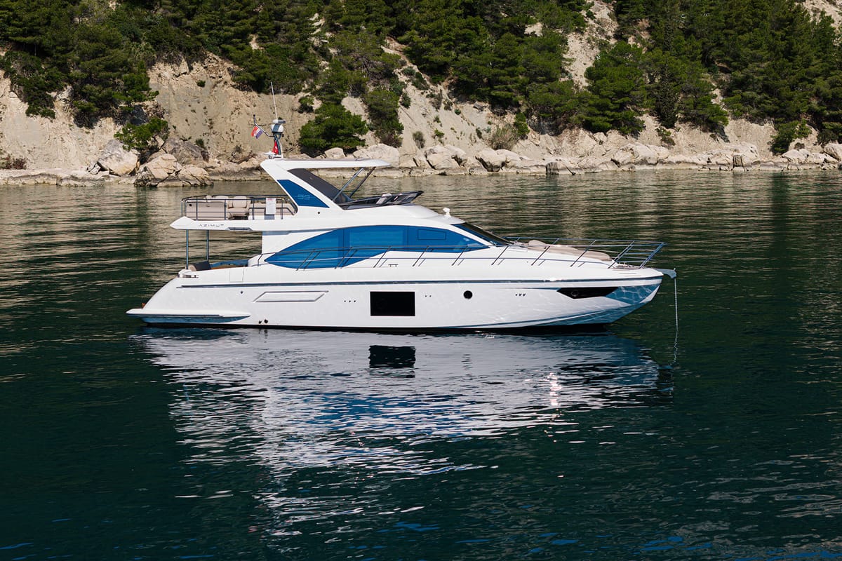 Exterior view of Be Happy, a Azimut 55 Fly yacht at Grad Kaštela, Croatia