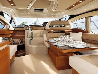 Salon of Alma Libre II, a Azimut 46 motorboat at Municipal Unit of Lefkada, Greece