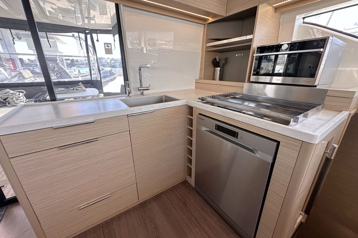 Galley of Selanja, a Lagoon 51 OW catamaran at Palma de Mallorca, Spain